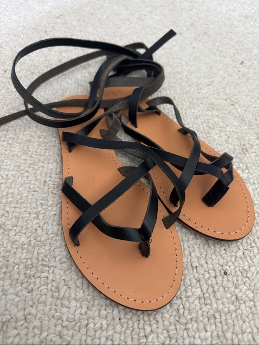 Black Lace-Up Sandals